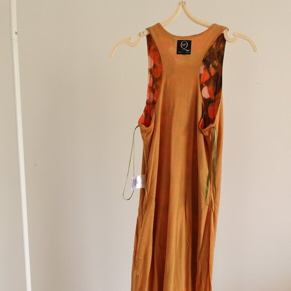 McQ by Alexander McQueen Orange Printed Lyocell Knit Racerback Ruched Dress S - Picture 14 of 16